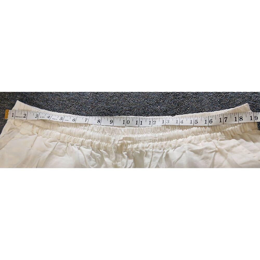 Ecupper womens xl linen cotton white pants Hi Rise Wide Leg cropped - Picture 7 of 10